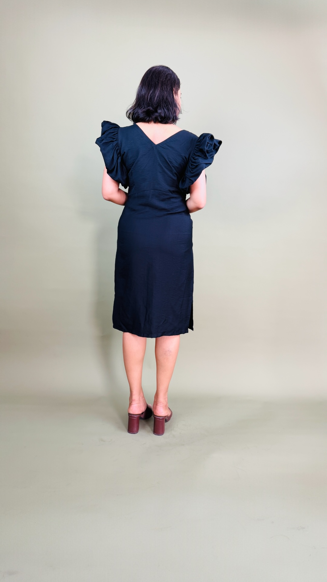 Black Ruffle Sleeve Dress