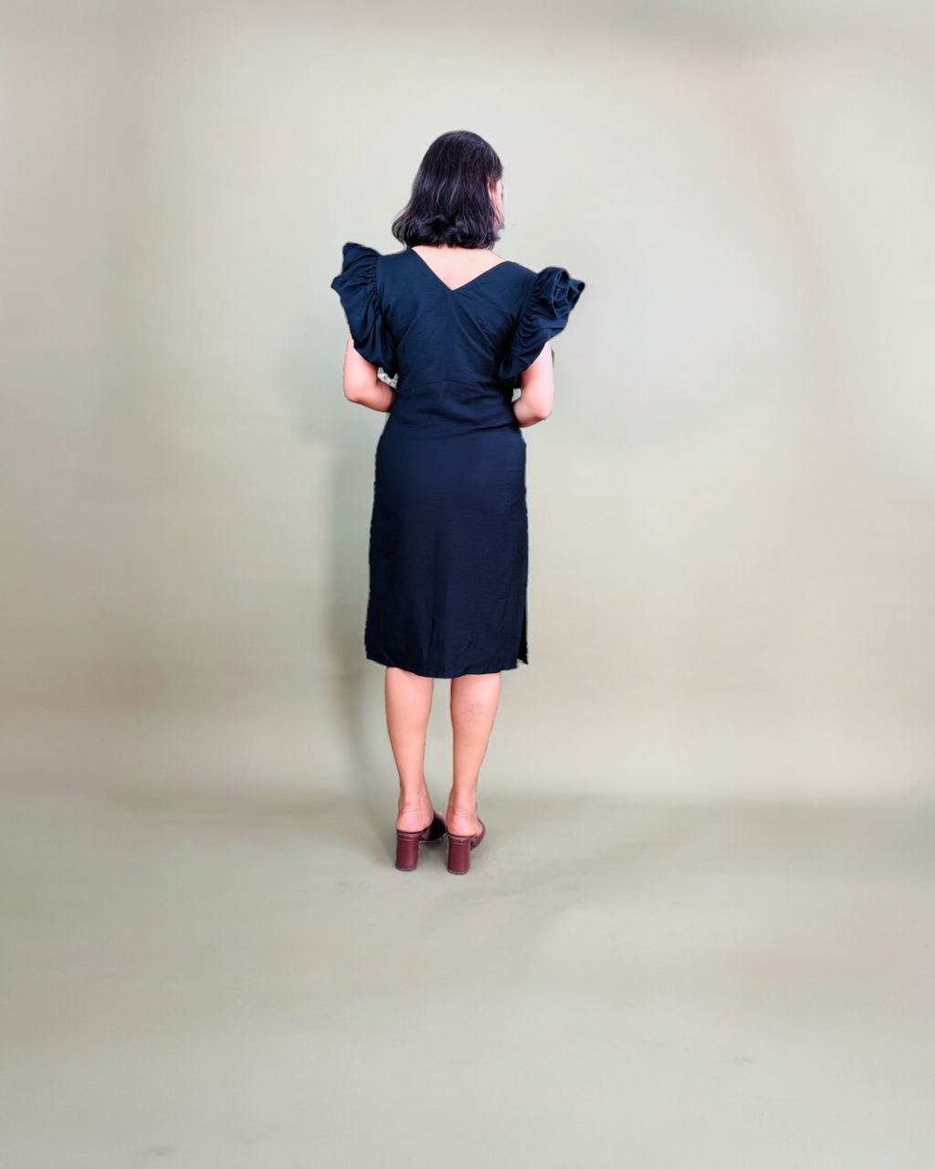 Black Ruffle Sleeve Dress