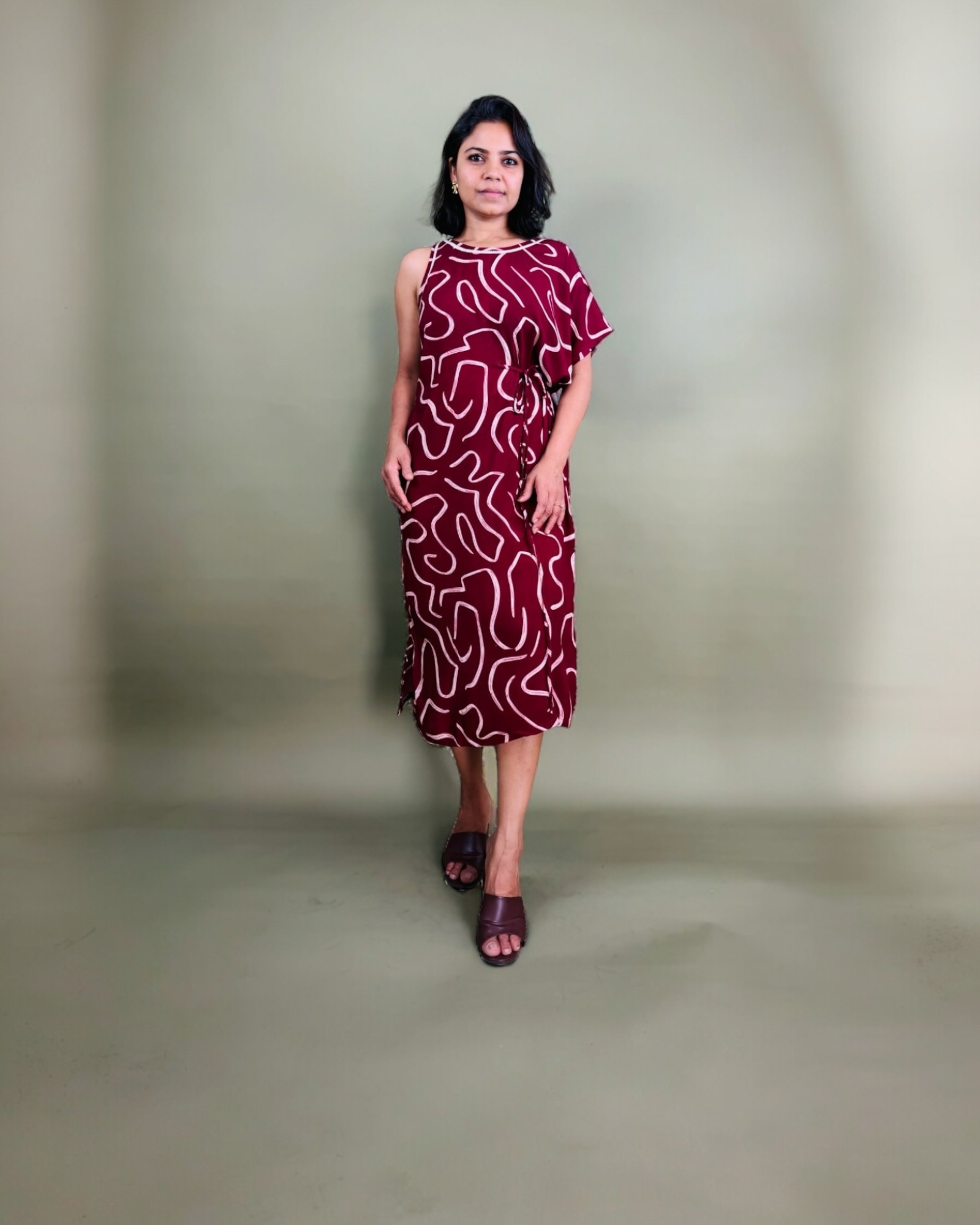 Abstract Swirl Asymmetric Dress