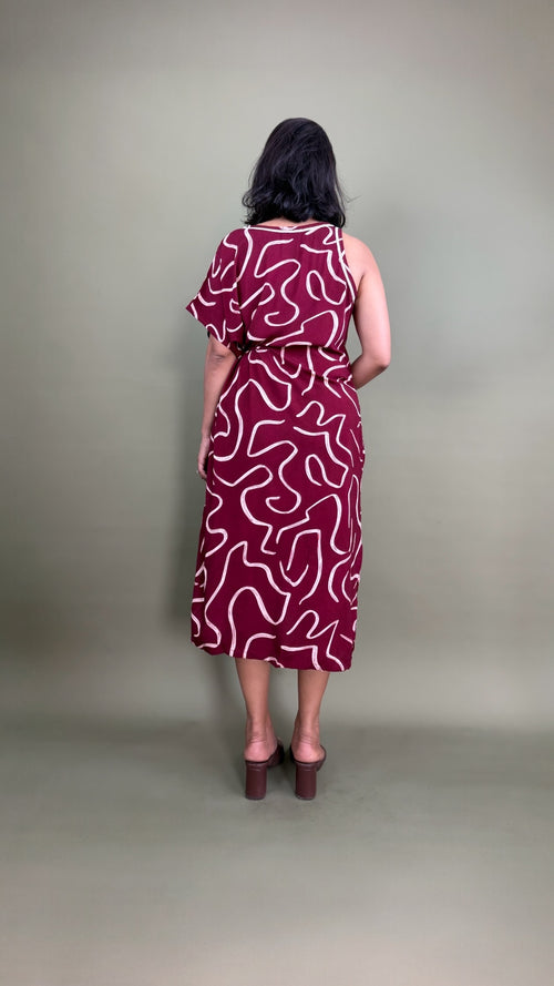 Abstract Swirl Asymmetric Dress