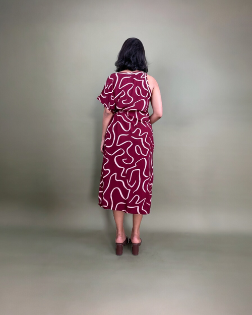Abstract Swirl Asymmetric Dress