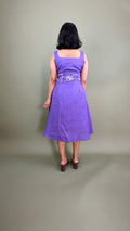 Purple Floral Embroidered Midi Dress