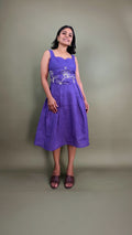 Purple Floral Embroidered Midi Dress