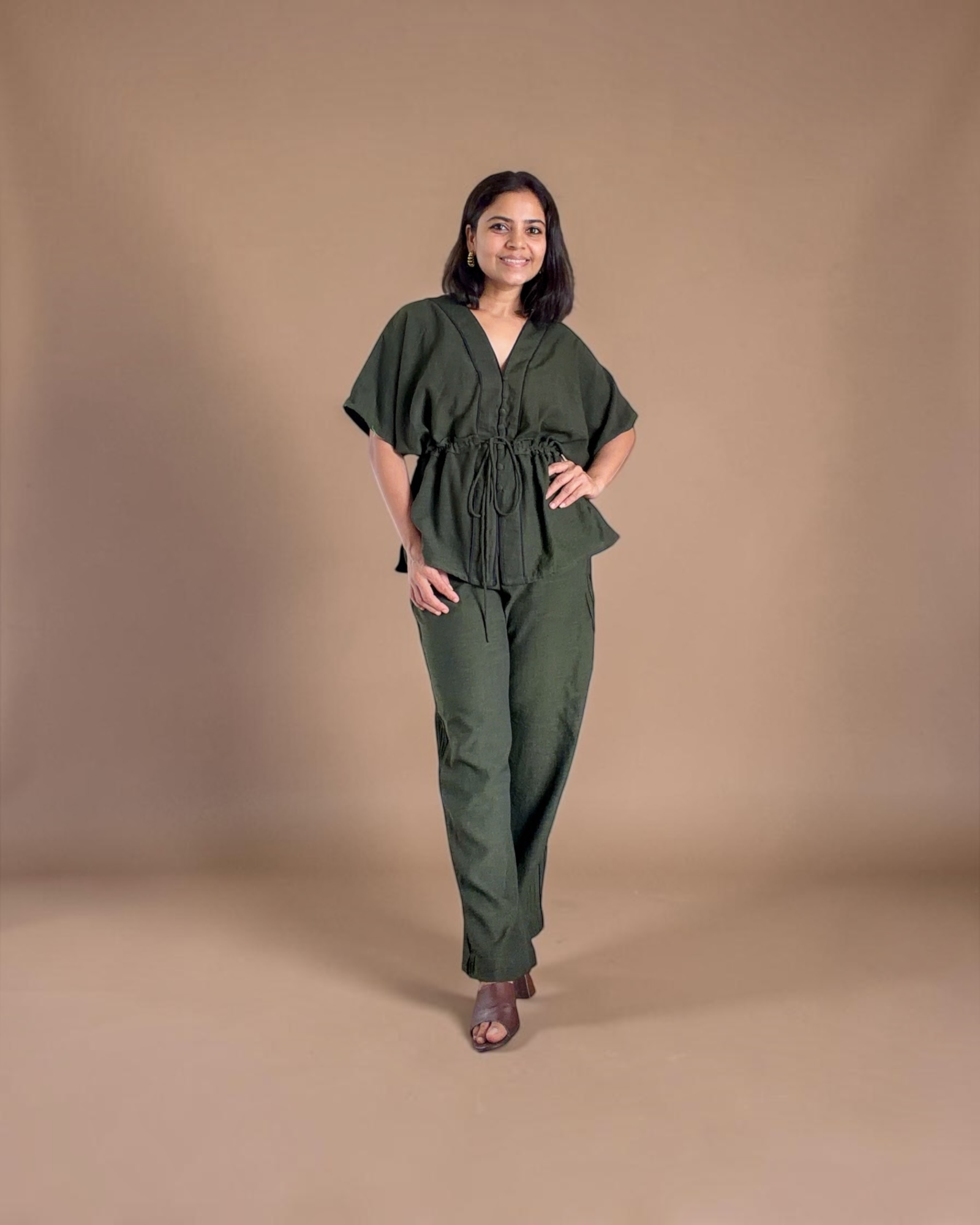 Olive Green Drawstring Co-ord Set