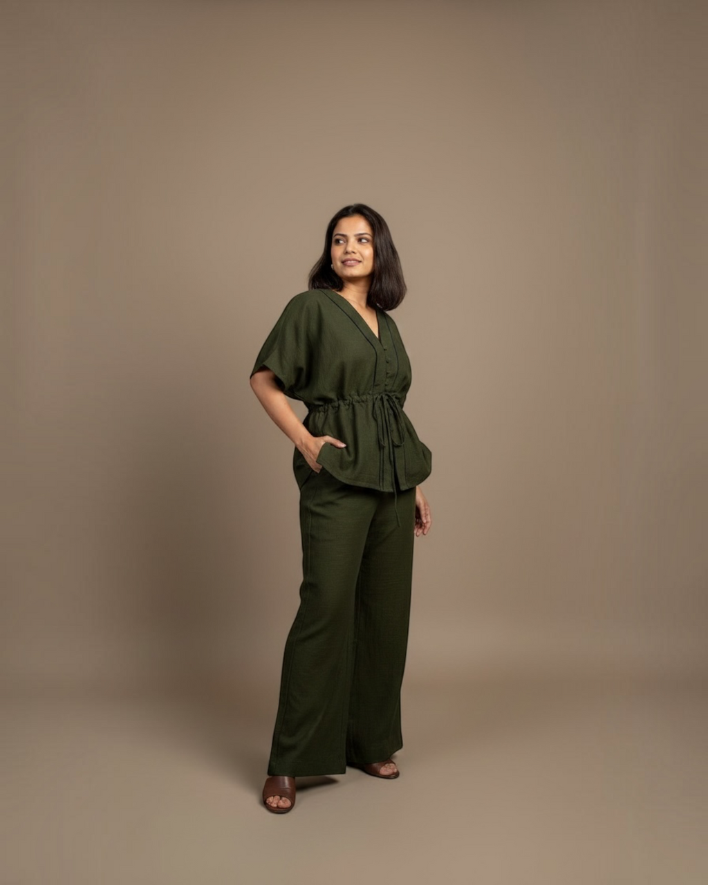 Olive Green Drawstring Co-ord Set