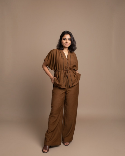Brown Linen Co-ord Set