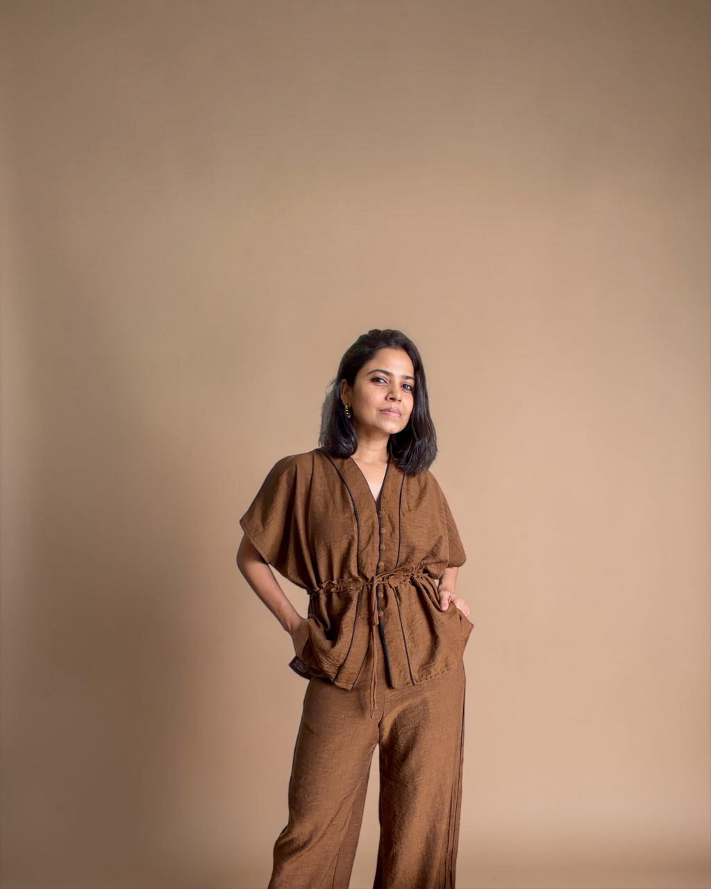 Brown Linen Co-ord Set