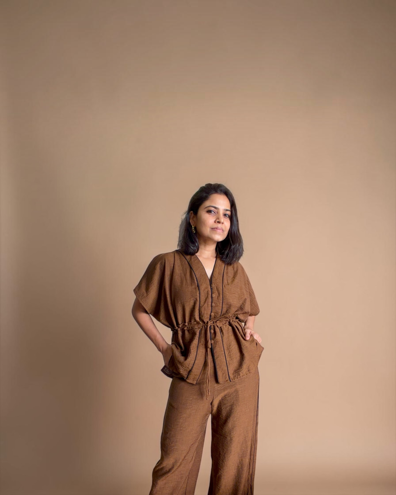 Brown Linen Co-ord Set