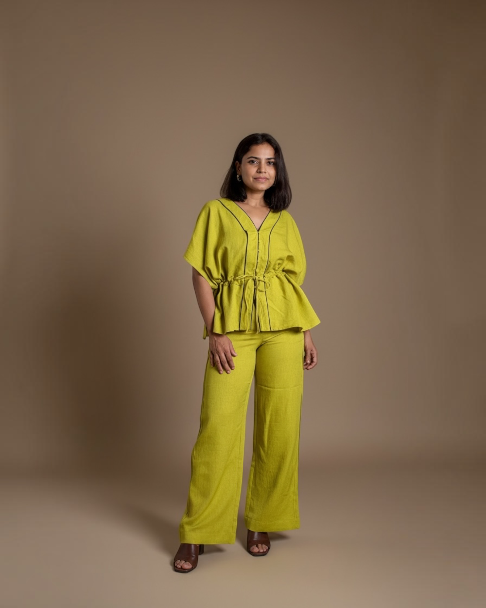 Chartreuse Peplum Co-ord Set