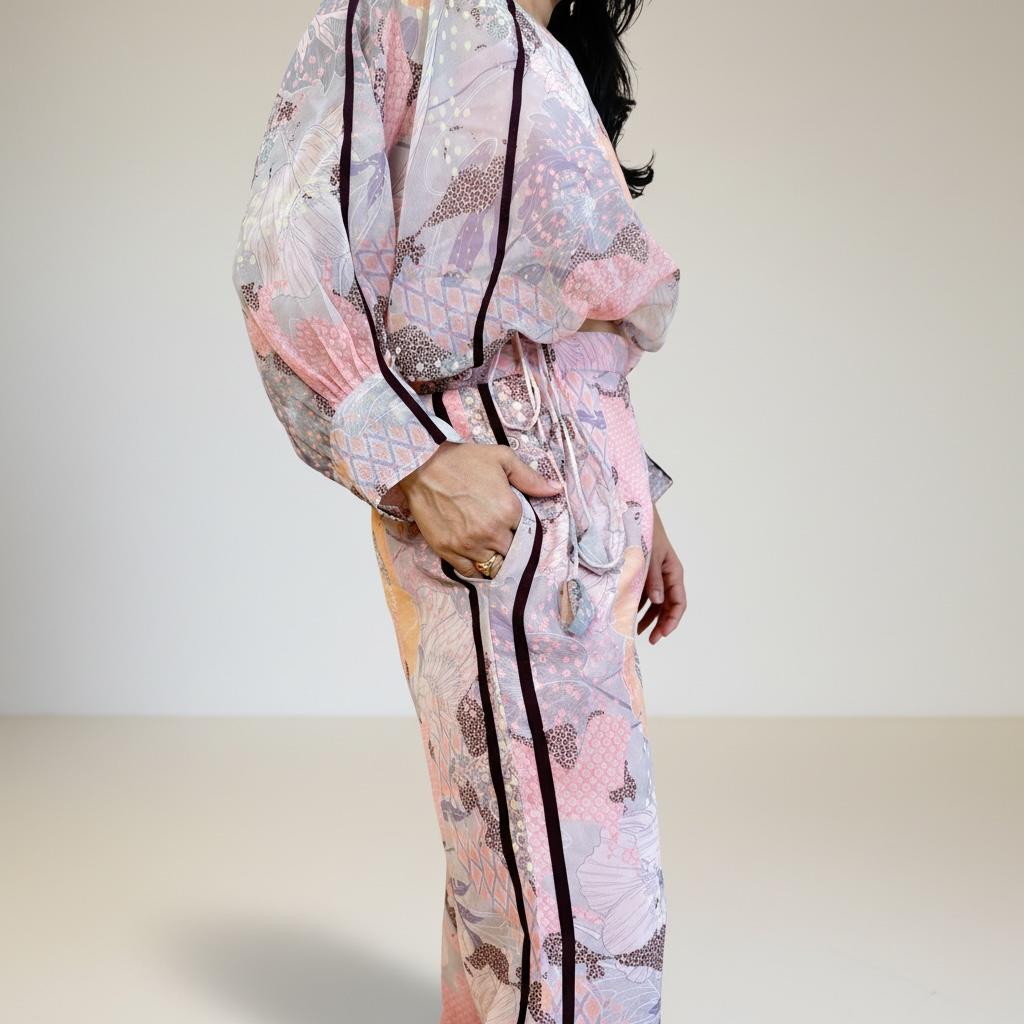 Blush Pink Floral Chiffon Co-ord Set