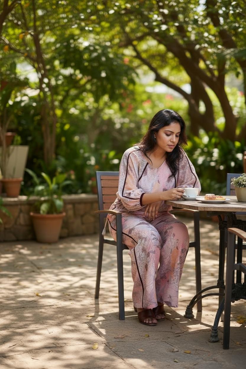 Blush Pink Floral Chiffon Co-ord Set