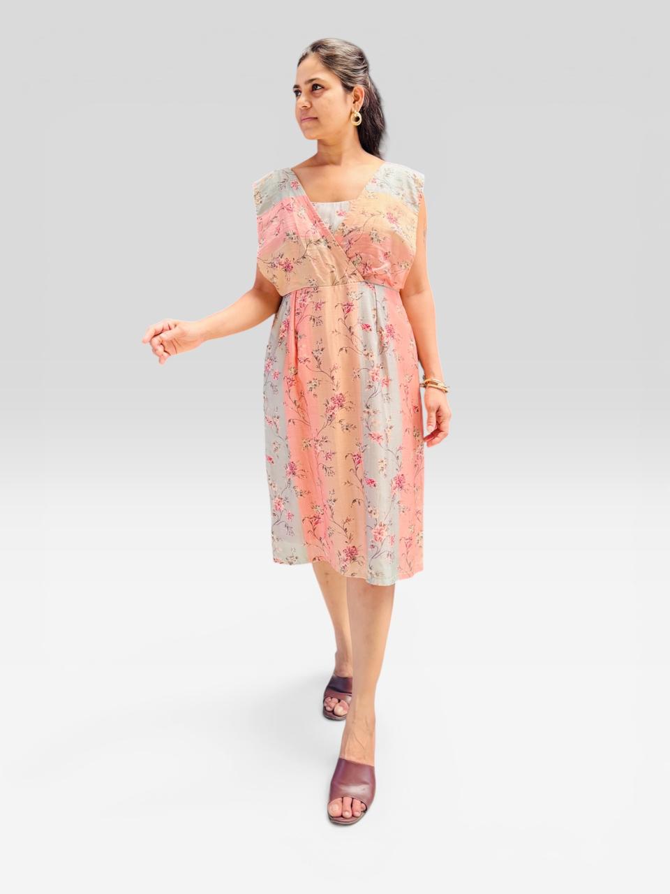 Blush Floral Empire Waist Midi Dress