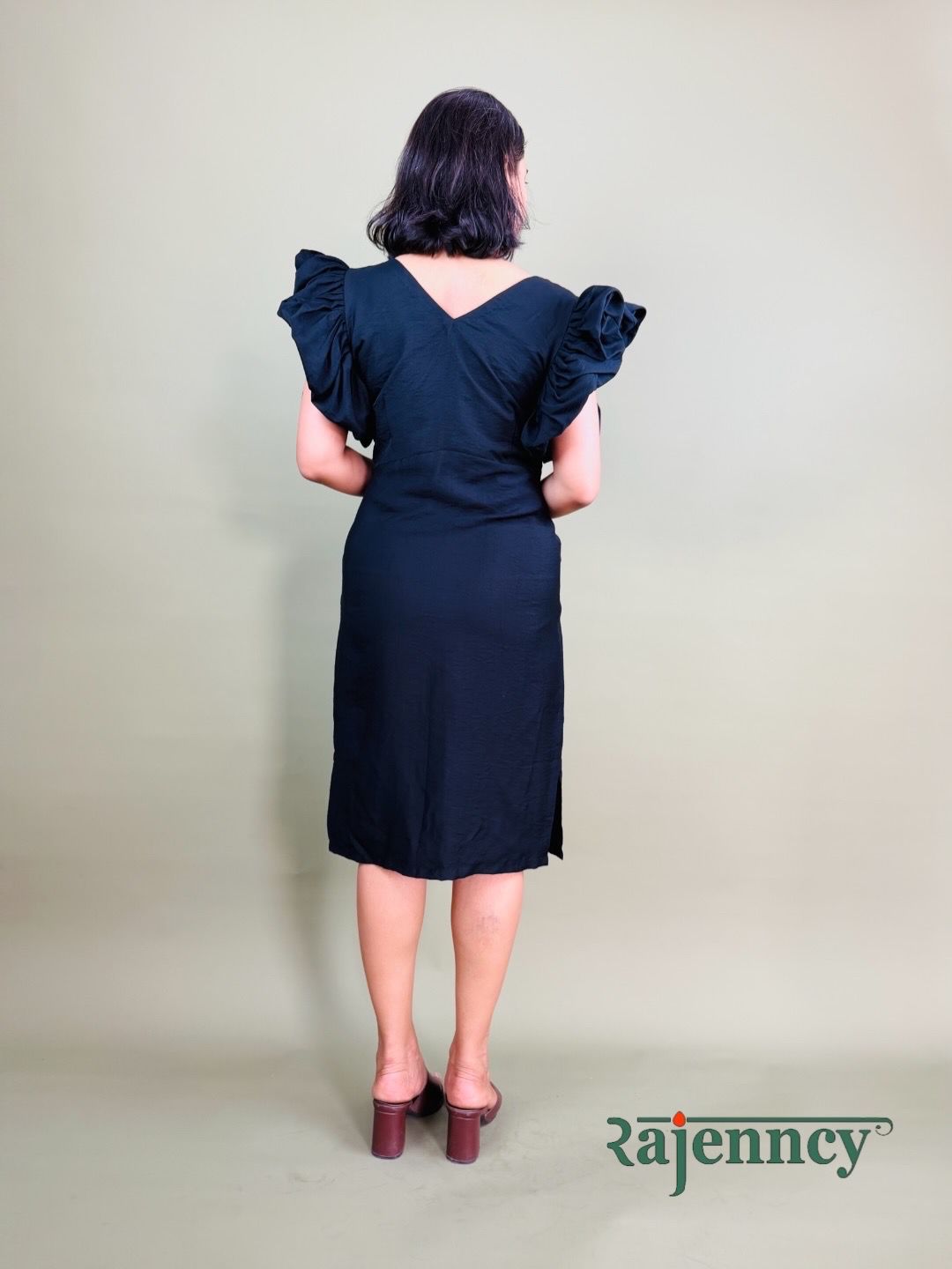 Black Ruffle Sleeve Dress