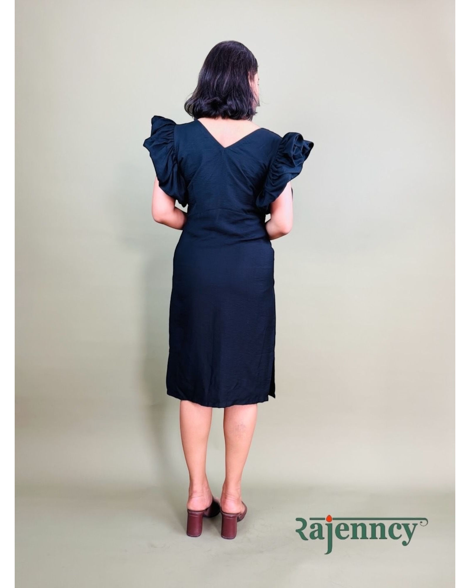 Black Ruffle Sleeve Dress