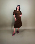 Women's Midi Dress With Pleated Sleeves