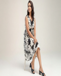 Cream & Black Bold Floral Peplum Midi Dress
