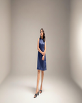 Navy Blue Tonal Embroidered A-Line Mini Dress