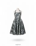 Olive Geometric Print Halter Dress