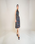 Tribal Bird Print Halter Neck Dress