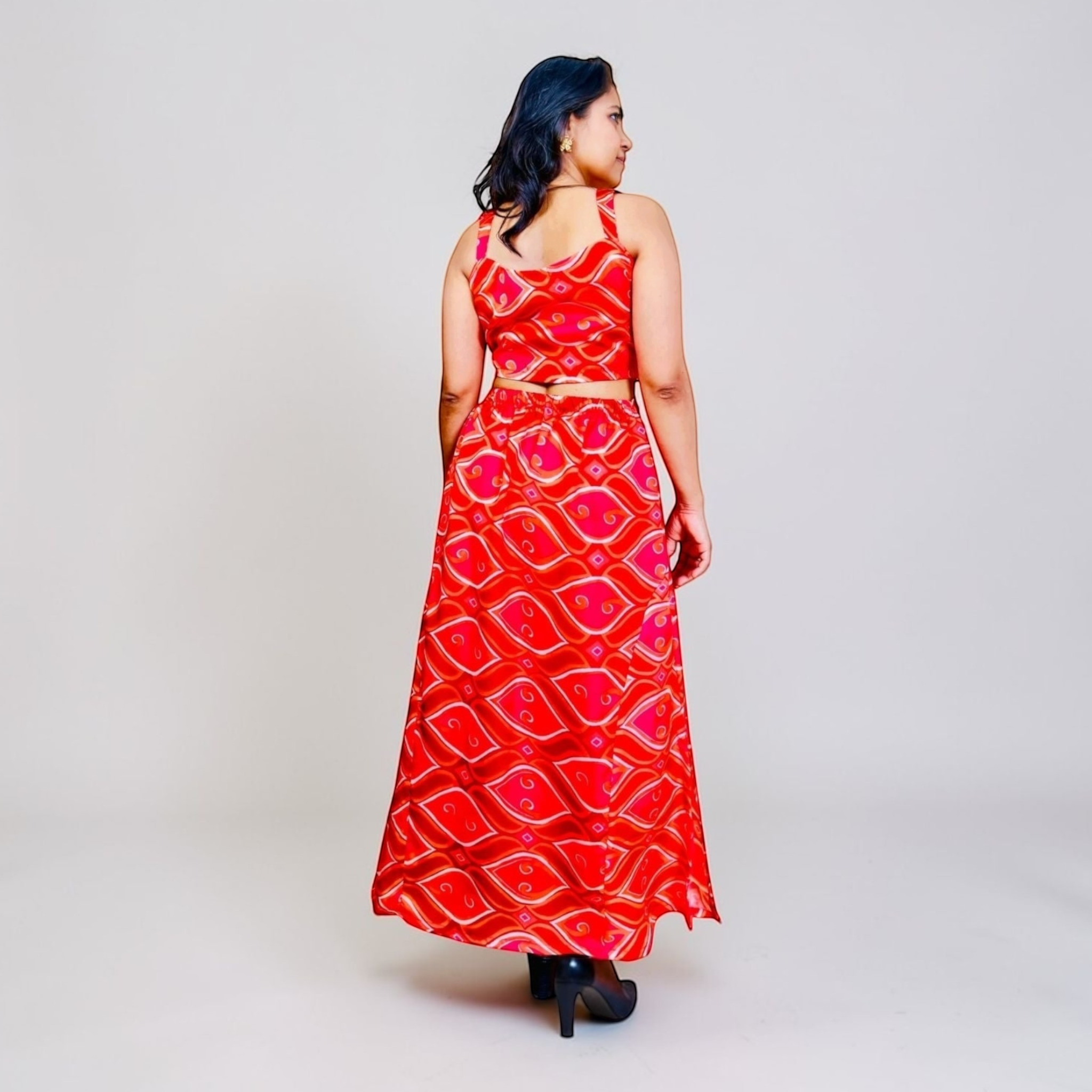 Bandhani Cut-Out Maxi Dress