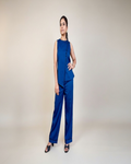 Cobalt Blue Asymmetric Wrap Top & Wide-Leg Trouser Co-ord Set