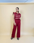 Maroon Stripe Cutout Co-ord Set