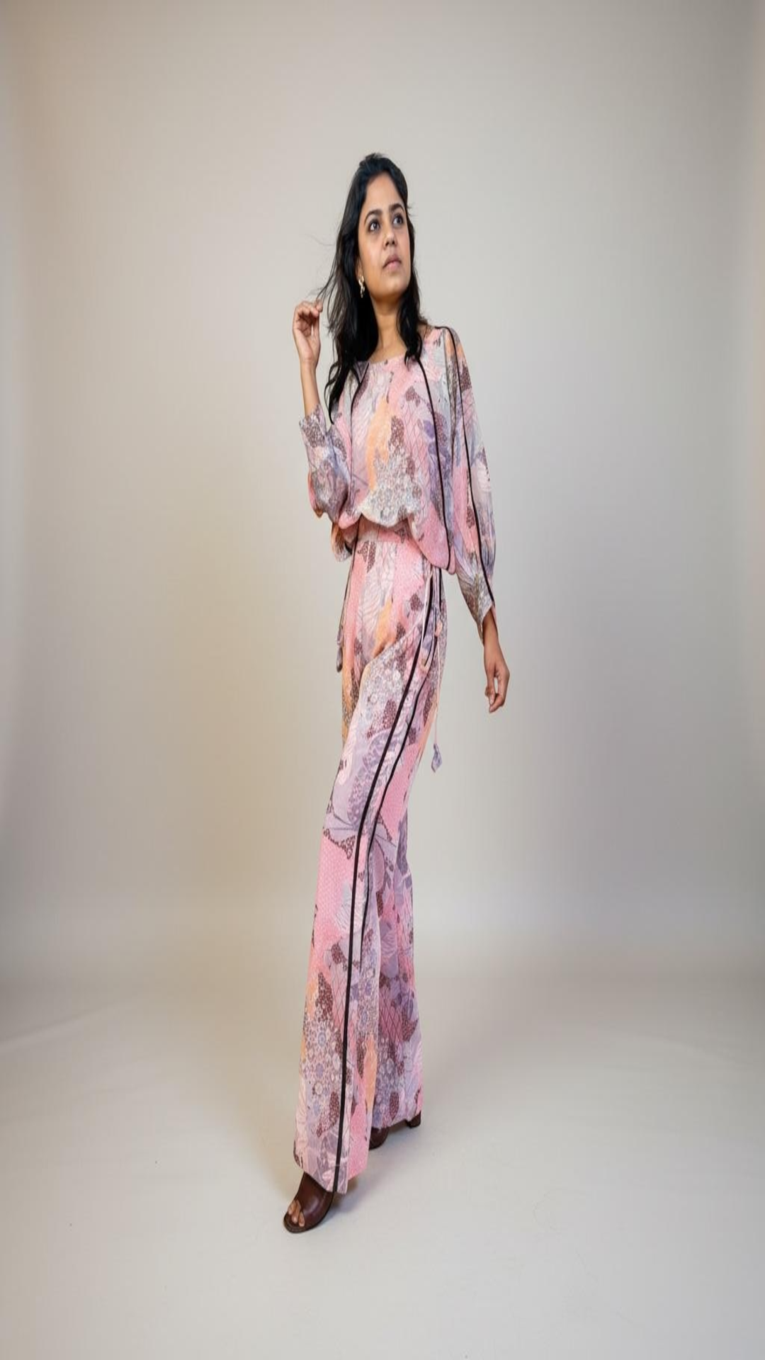 Blush Pink Floral Chiffon Co-ord Set
