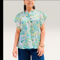 Abstract Print Flutter Sleeve Top