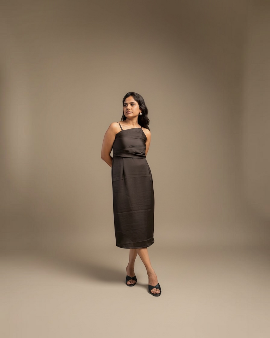 Mocha Satin Slip Dress