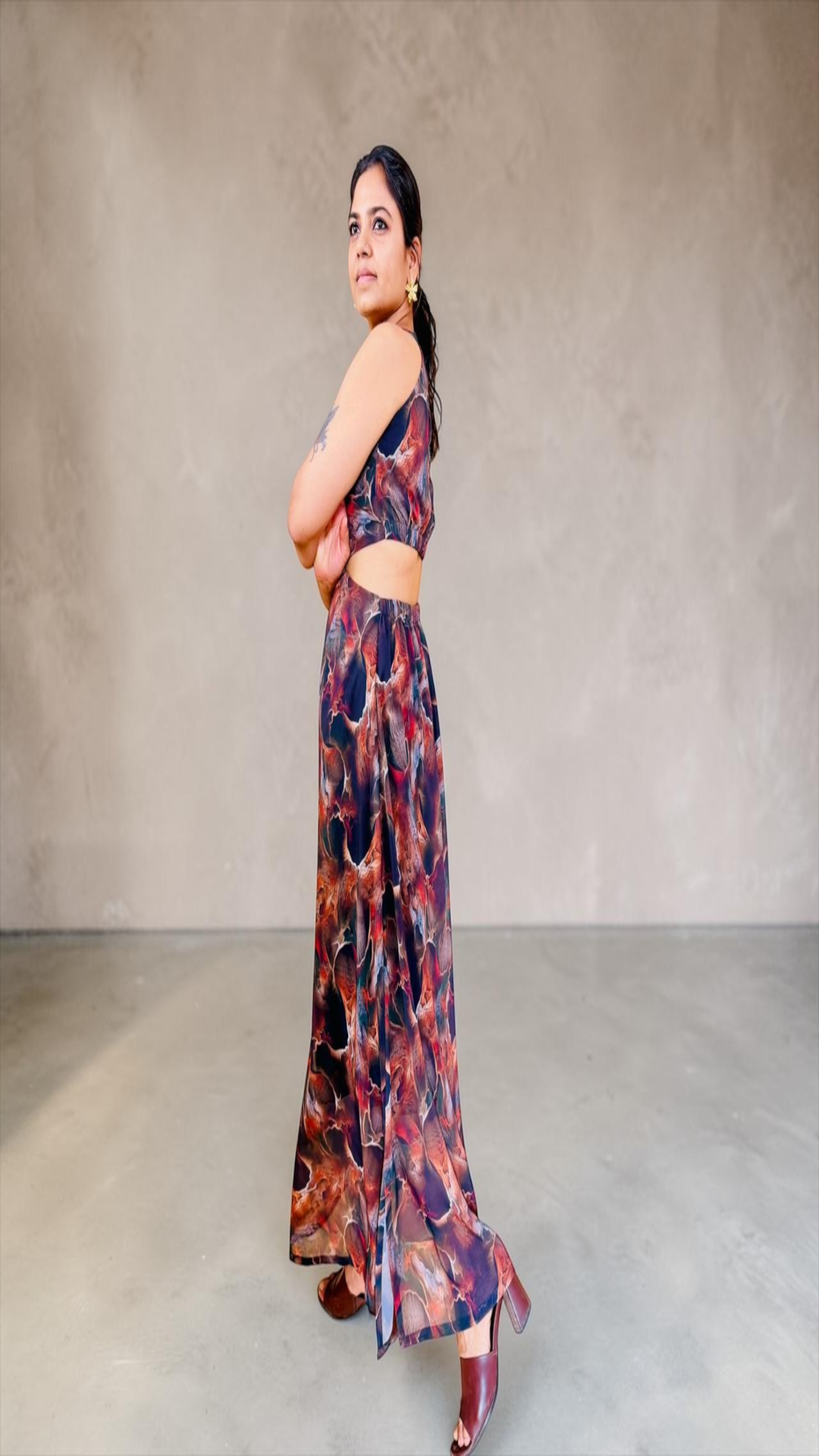 marble print maxi dress Marble Swirl Cut-Out Co-ord Set