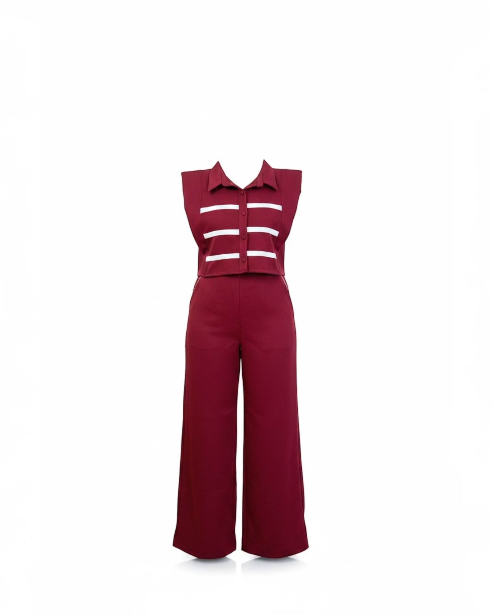 Maroon Stripe Cutout Co-ord Set