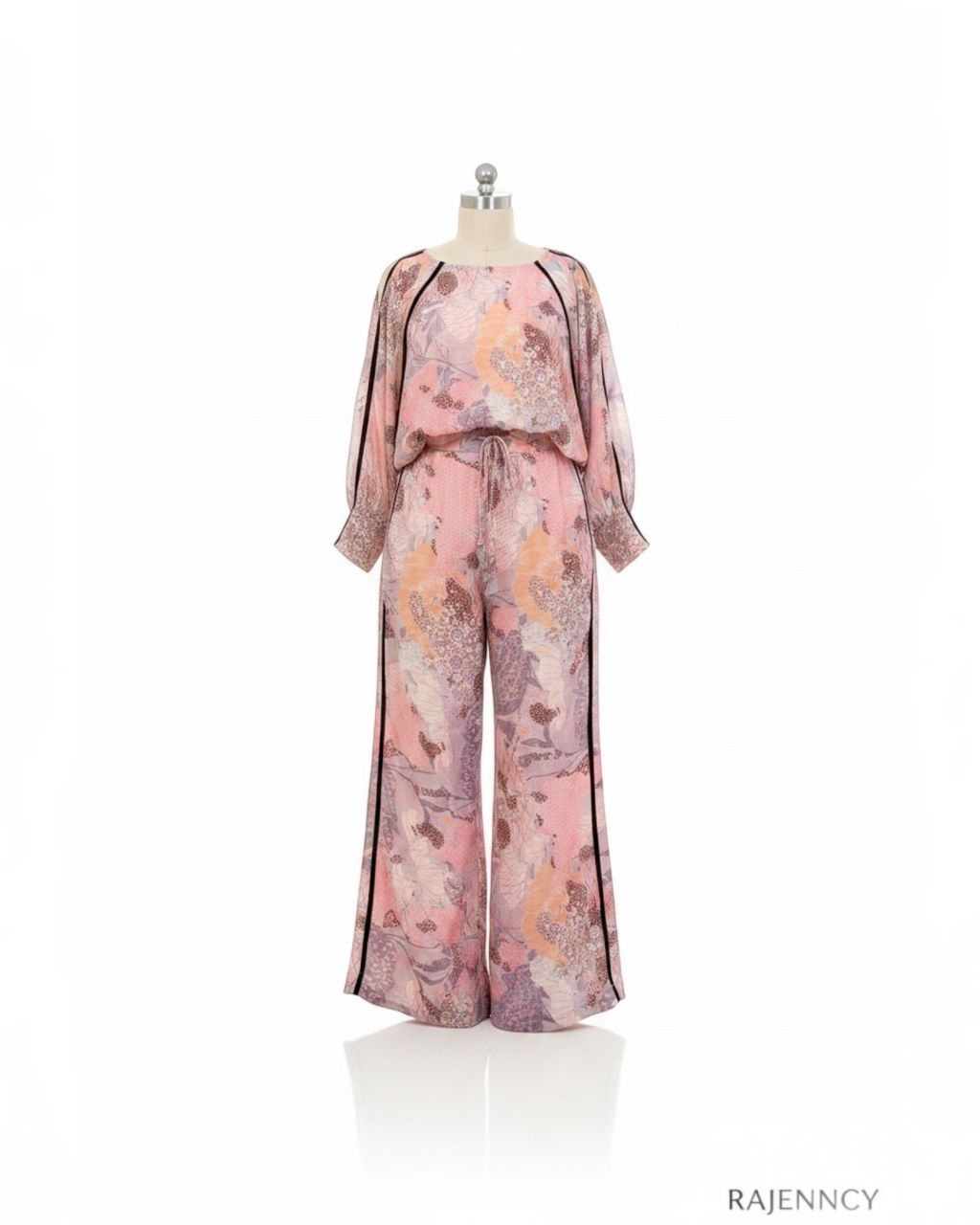 Blush Pink Floral Chiffon Co-ord Set