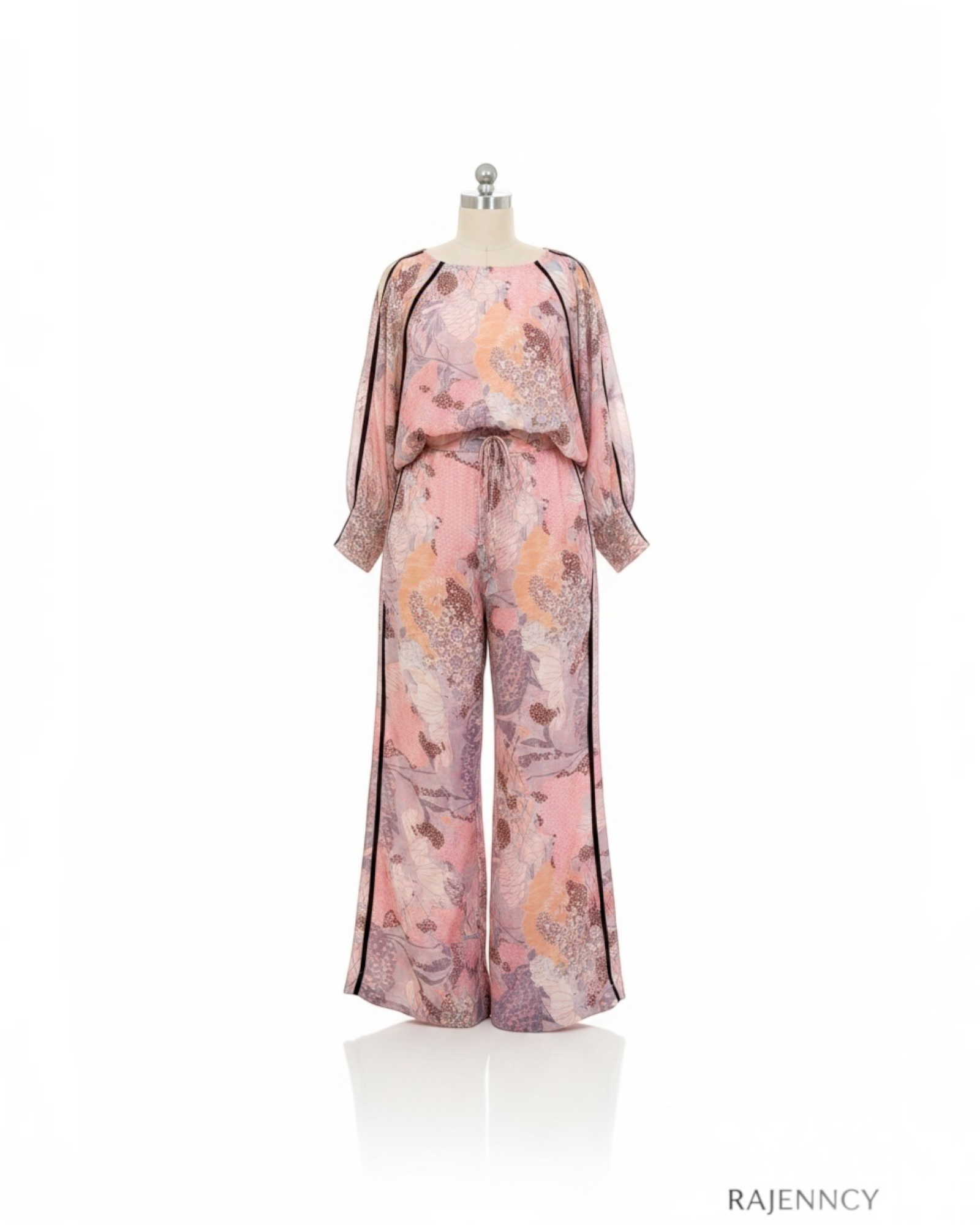 Blush Pink Floral Chiffon Co-ord Set