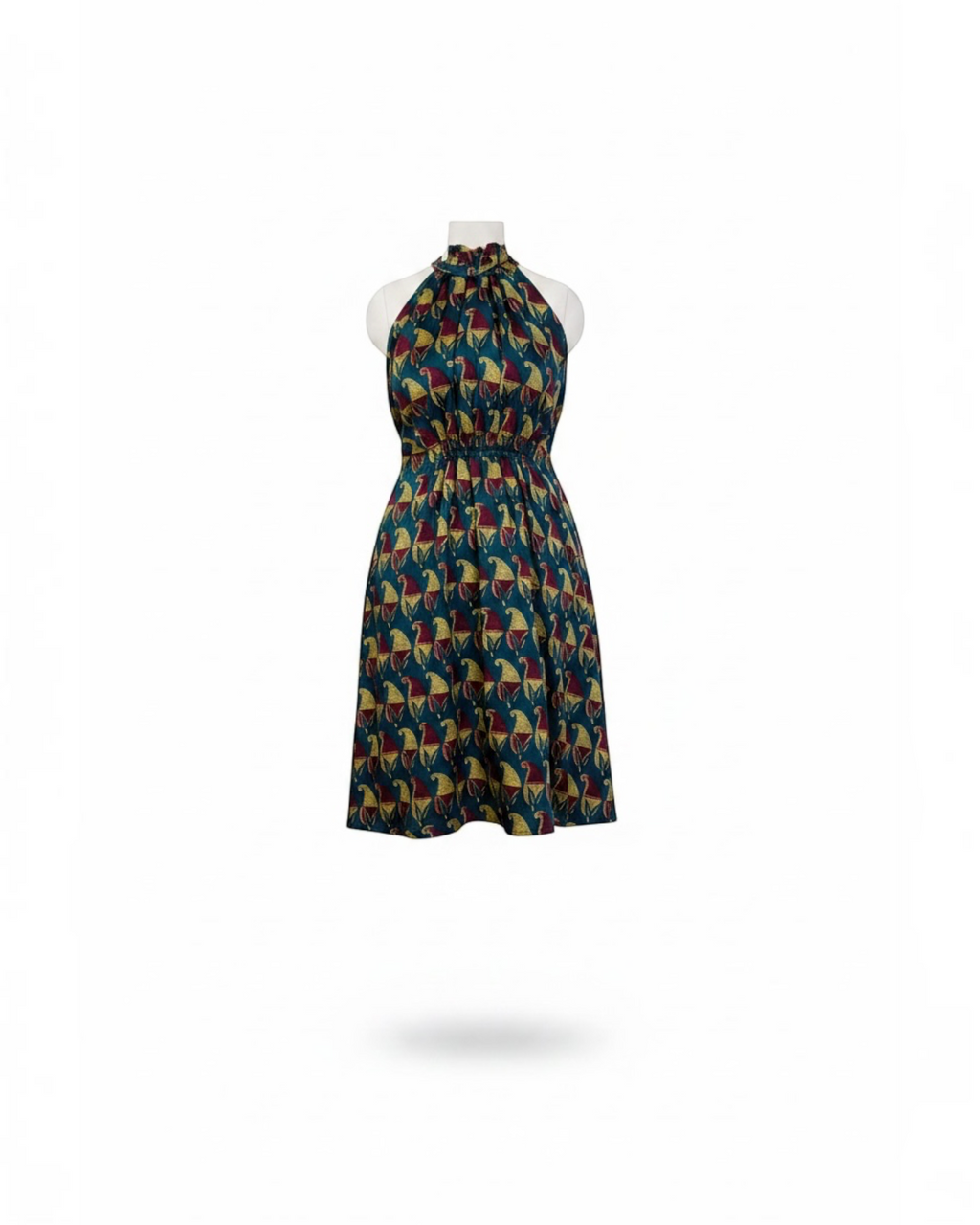 Tribal Bird Print Halter Neck Dress