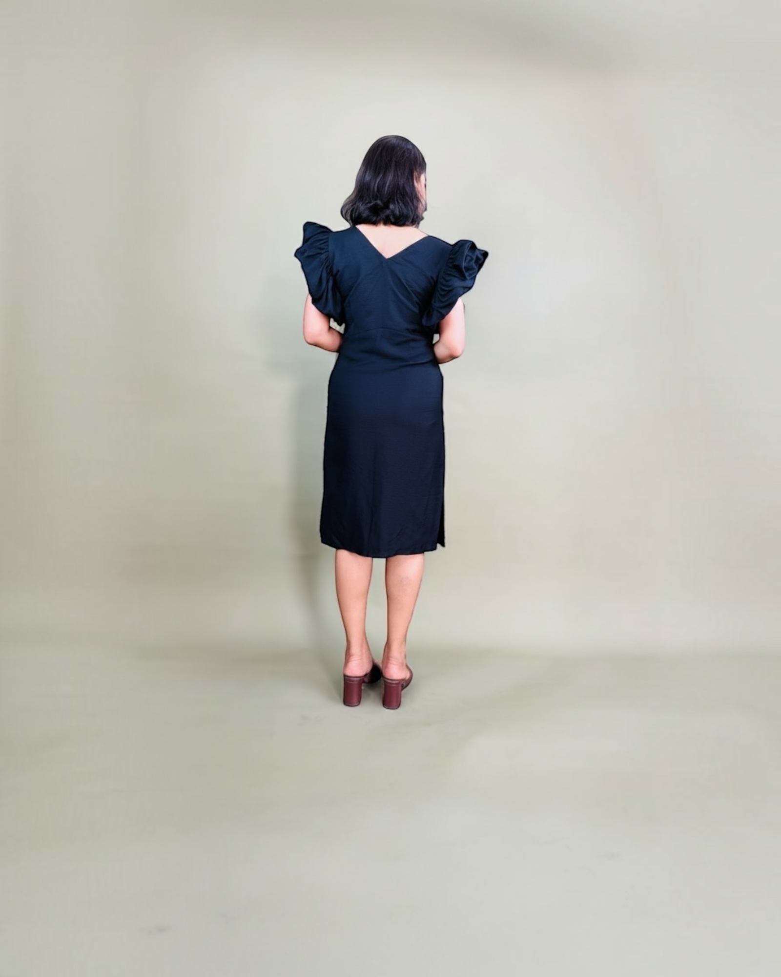 Black Ruffle Sleeve Dress