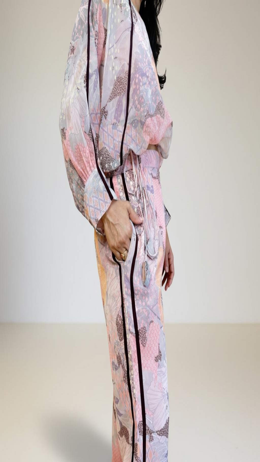 Blush Pink Floral Chiffon Co-ord Set
