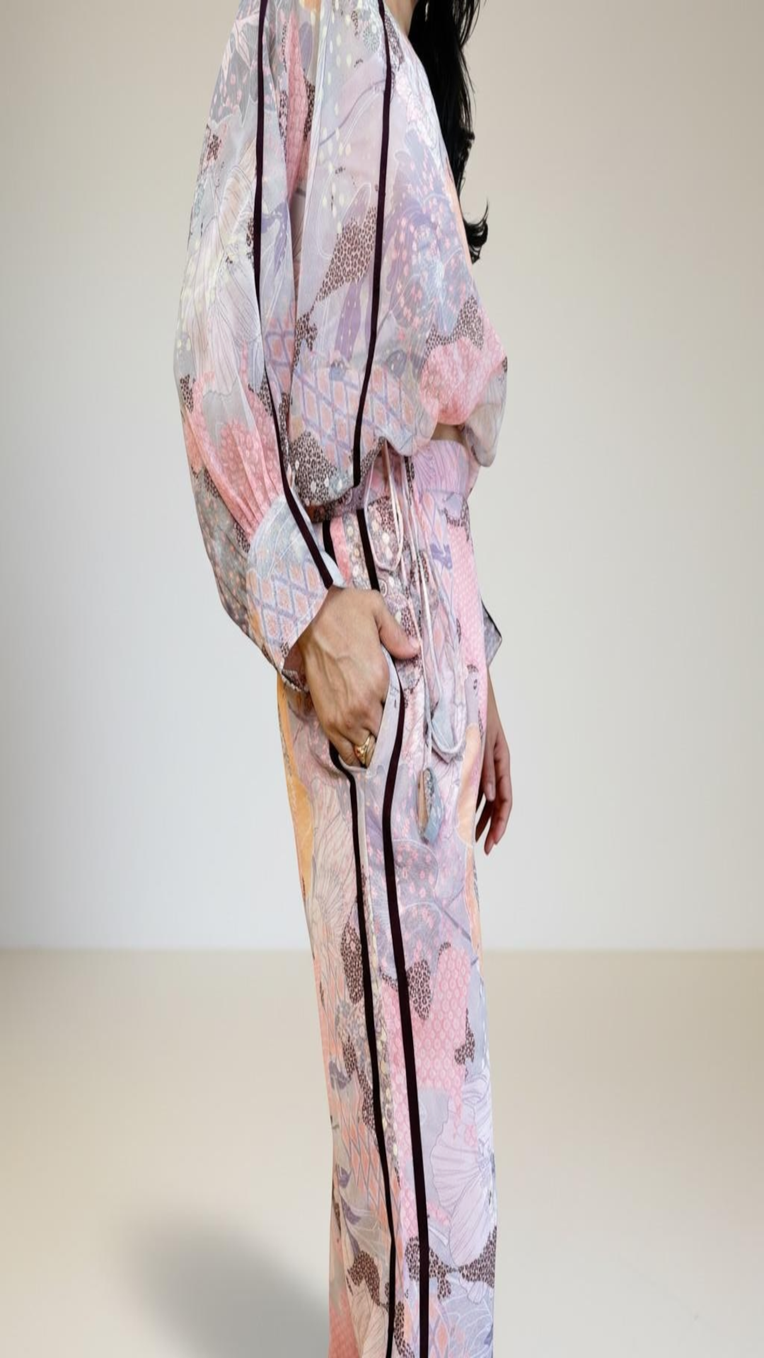 Blush Pink Floral Chiffon Co-ord Set