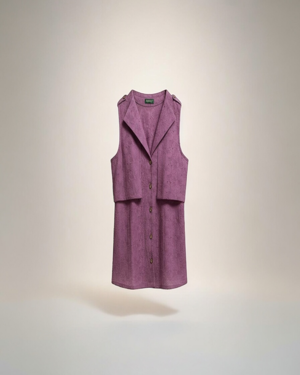 Mauve Schiffli Embroidered Sleeveless Top