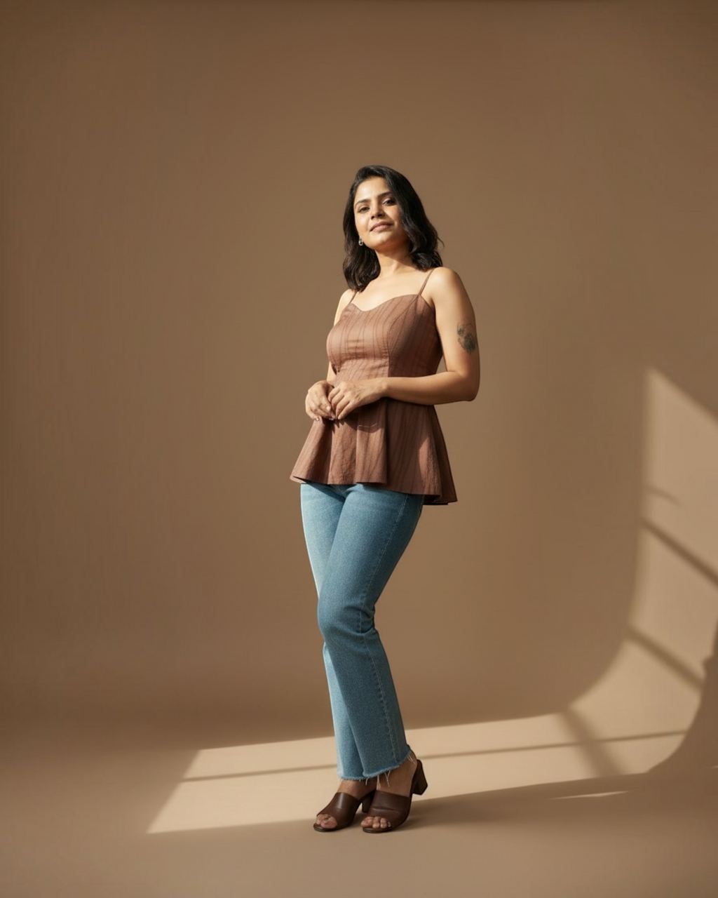 Cocoa Peplum Cami Top