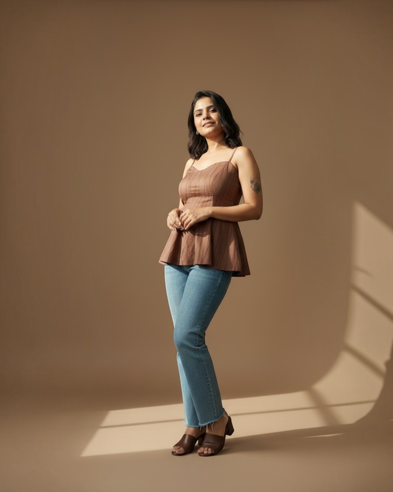 Cocoa Peplum Cami Top