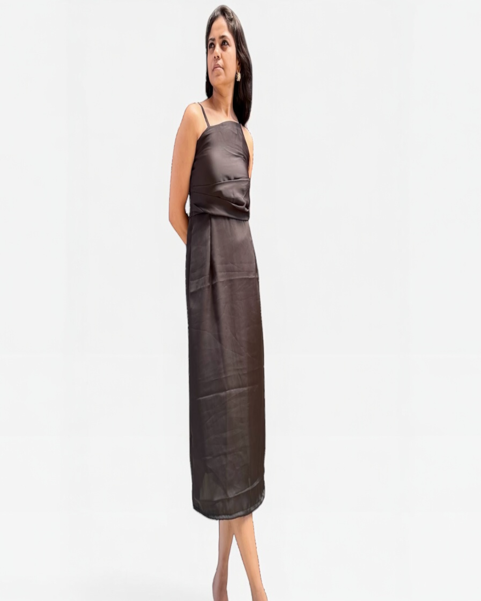 Mocha Satin Slip Dress