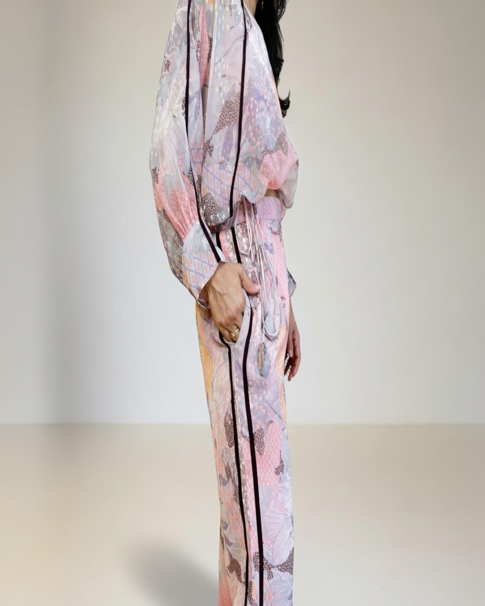 Blush Pink Floral Chiffon Co-ord Set