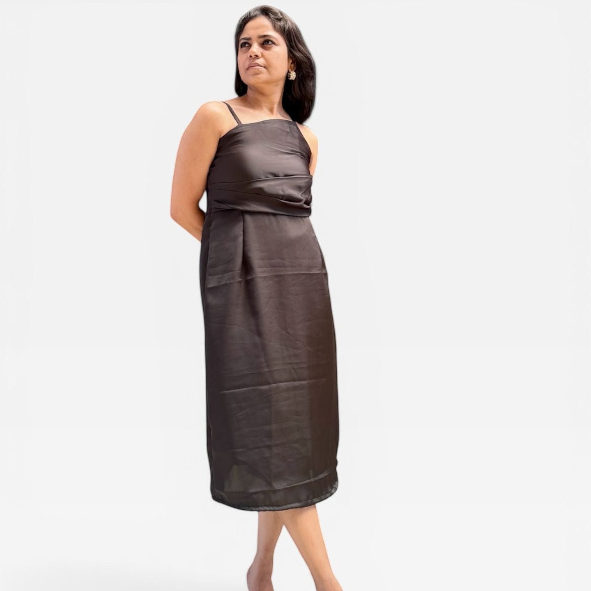 Mocha Satin Slip Dress