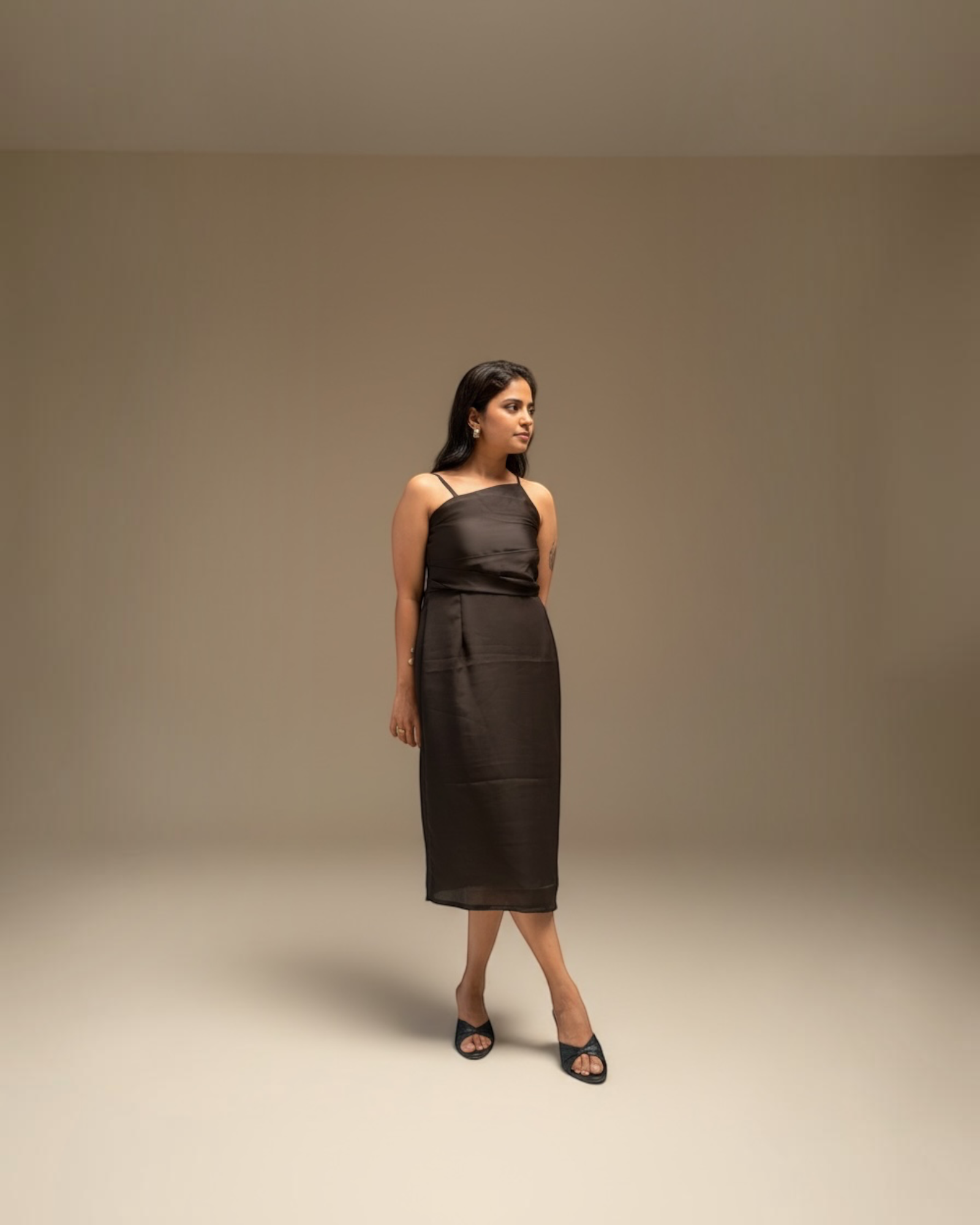 Mocha Satin Slip Dress
