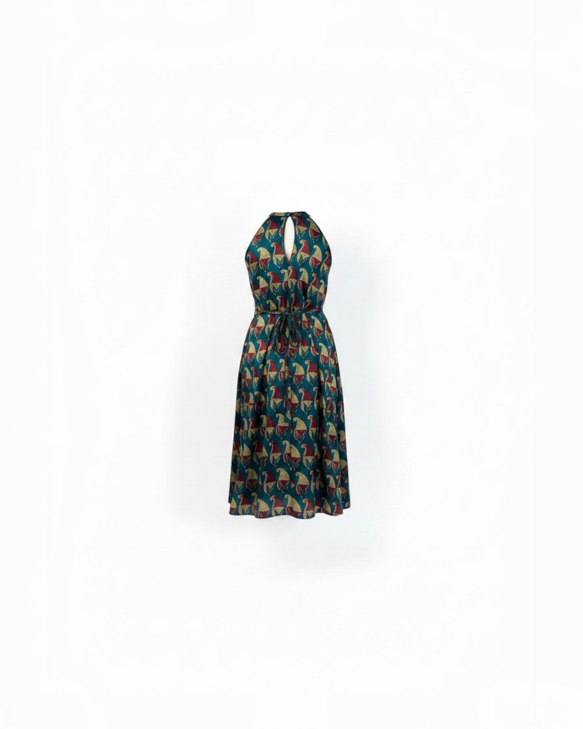 Tribal Bird Print Halter Neck Dress