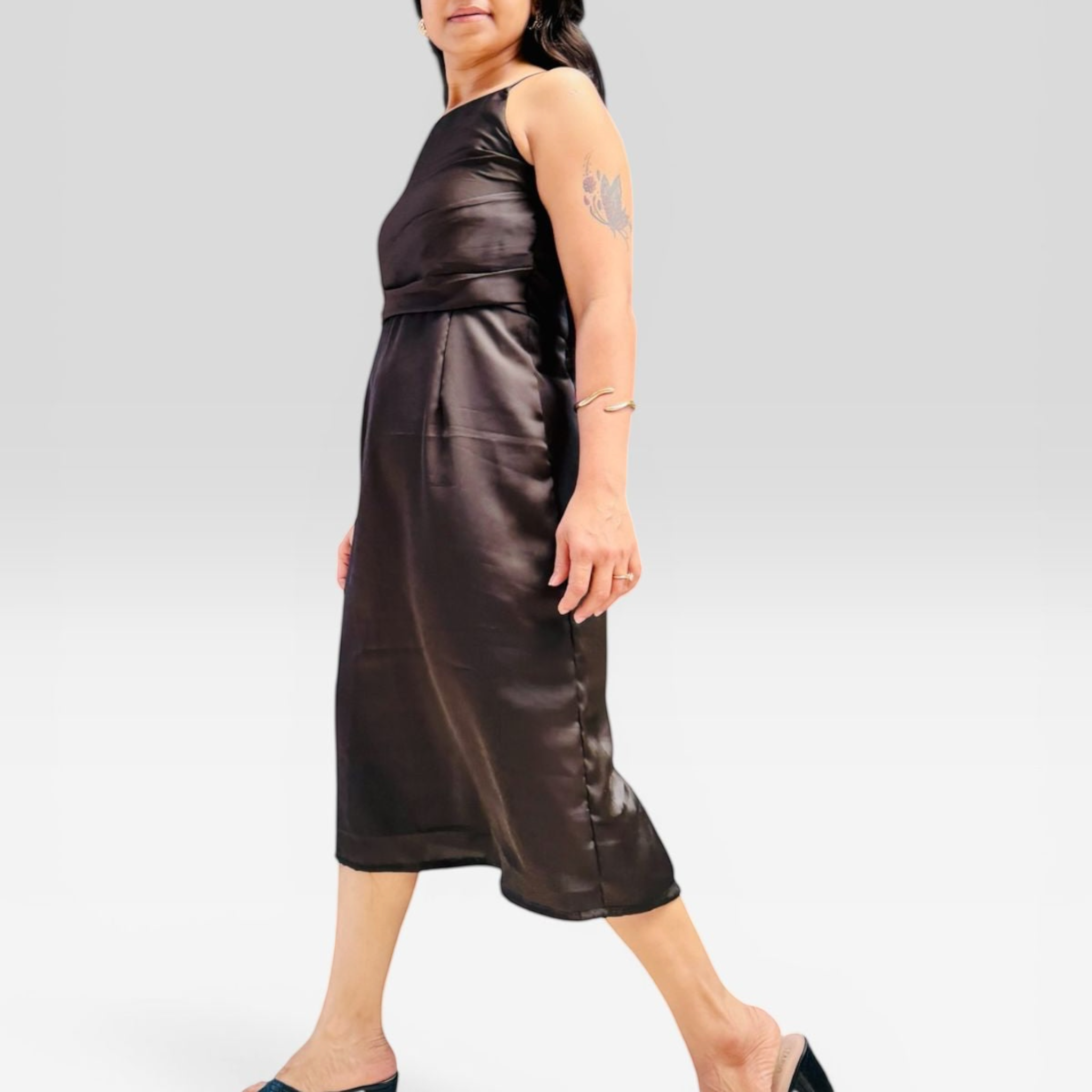 Mocha Satin Slip Dress