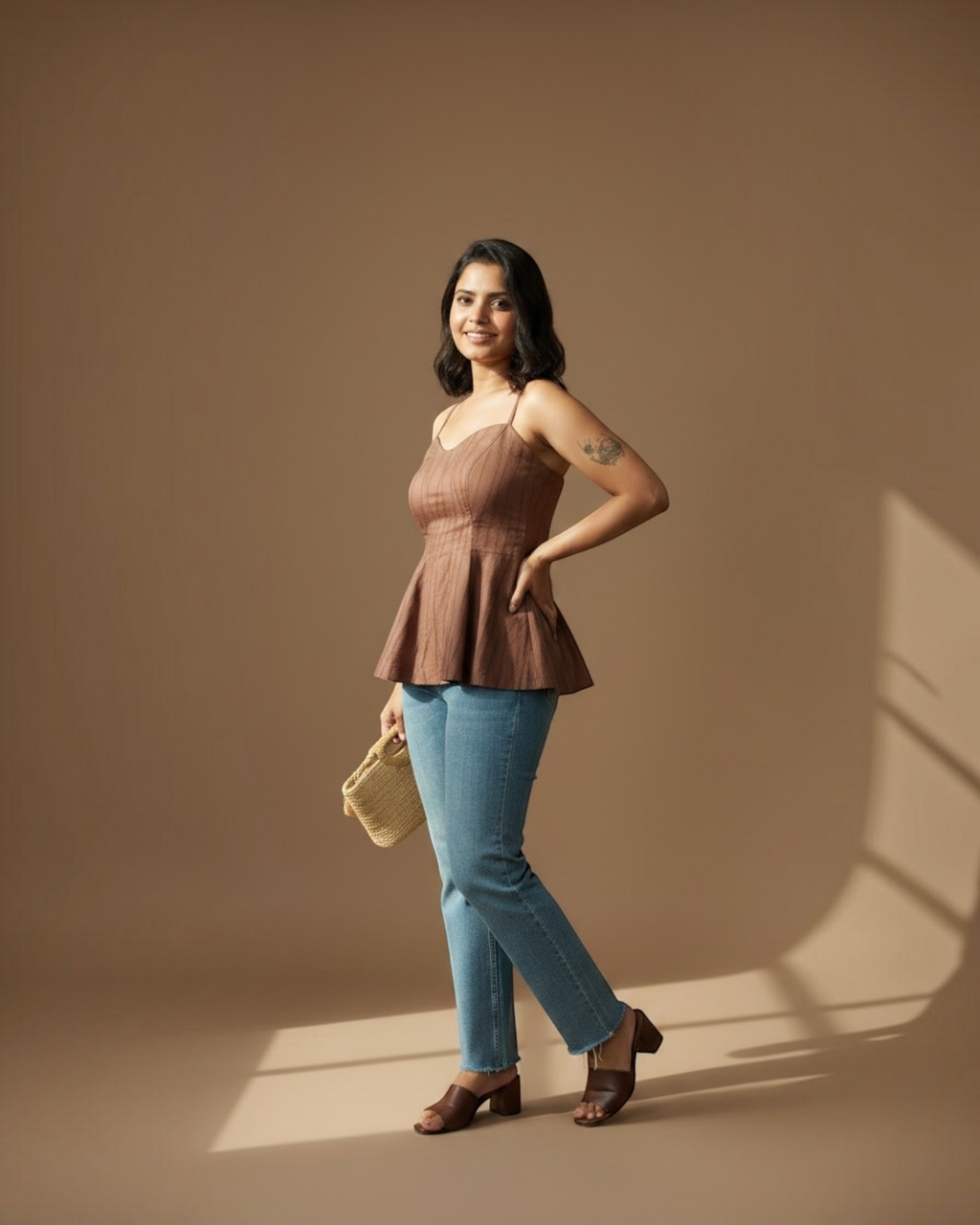 Cocoa Peplum Cami Top
