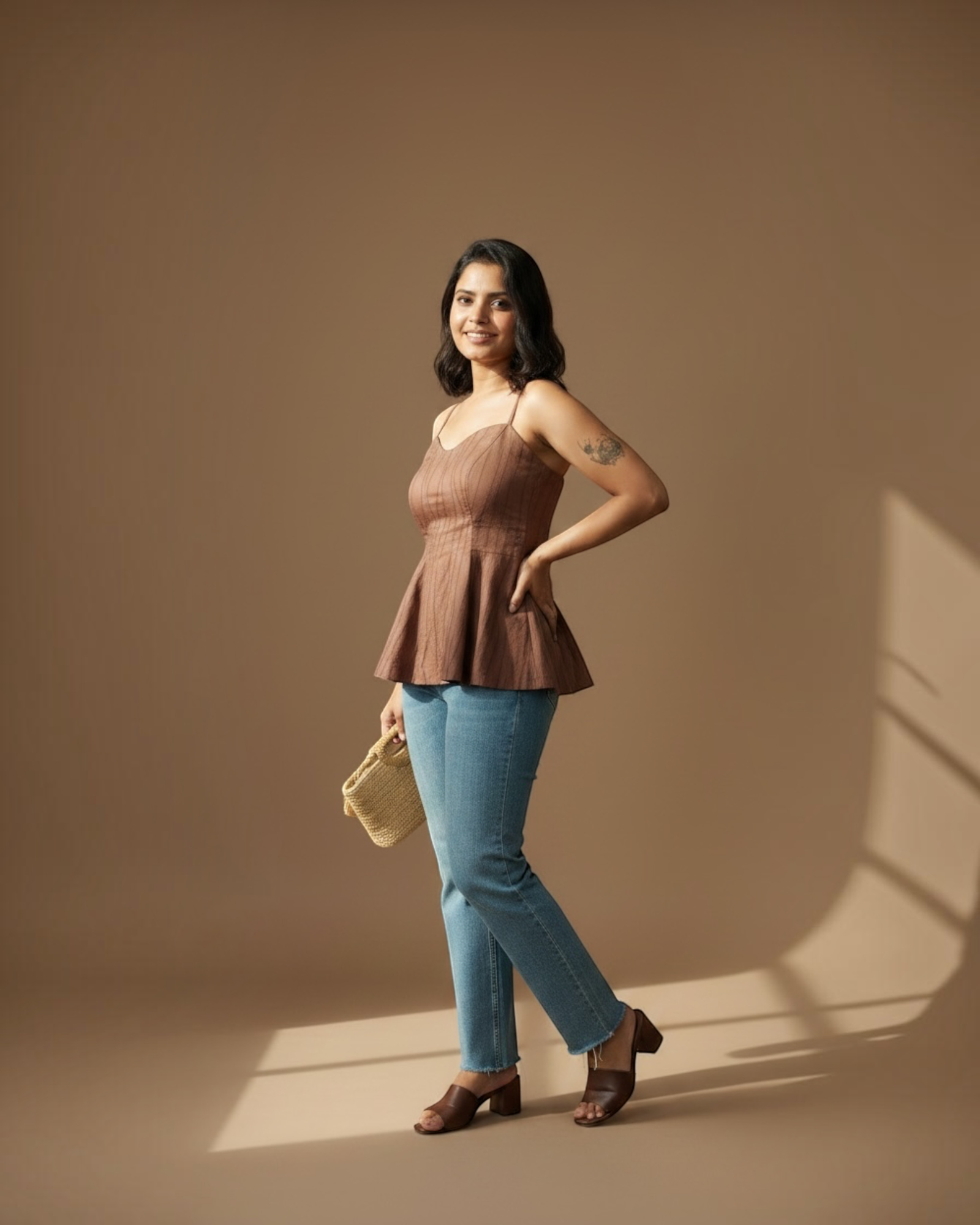 Cocoa Peplum Cami Top