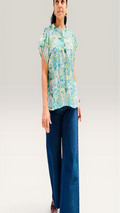 Abstract Print Flutter Sleeve Top