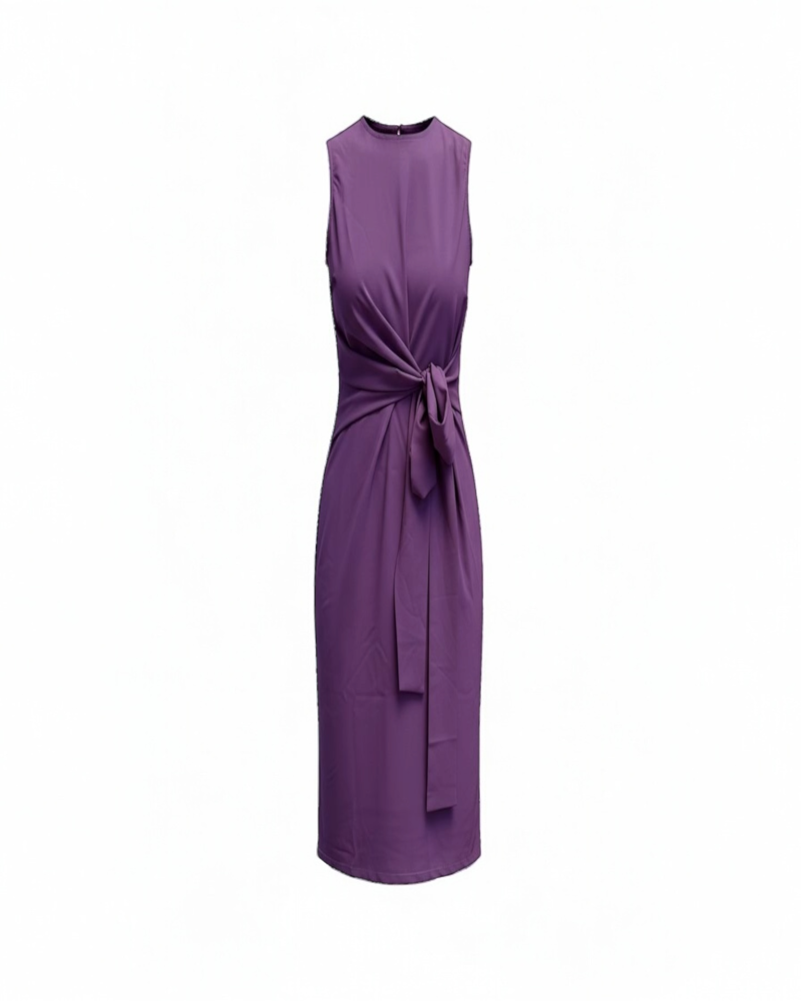 Purple Side-Knot Tie Sleeveless Mini Dress